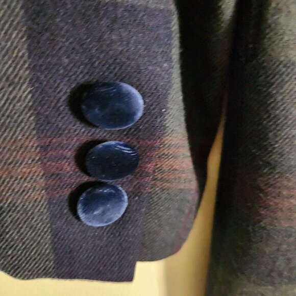 Lord & Taylor Vintage Stunning Wool Plaid Velvet Accent Blazer Size 2p - Picture 5 of 7